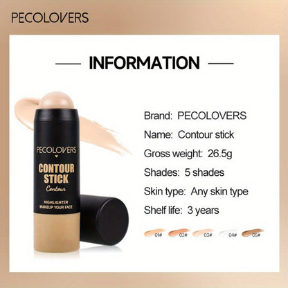 Five-Piece Cream Concealer Stick Set in Five Shades for Face and Body Makeup with Twist-Up Tubes