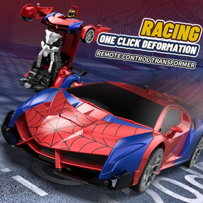 Remote Control Car, 1:18 Transforming Robot Model with Police or Spider Theme, One-Button Change, LEDs and 360° Drift