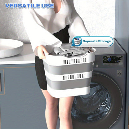 Collapsible 43L Laundry Basket in Grey with Carry Handles, Single or 2-Pack Folding Checkout Options