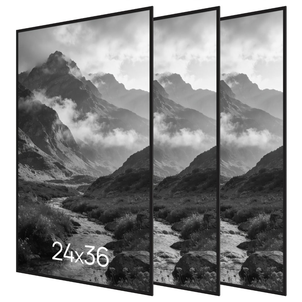 Three-Pack 24 x 36-Inch Slide-In Poster Frames in Black or Natural with Two Wall Orientations