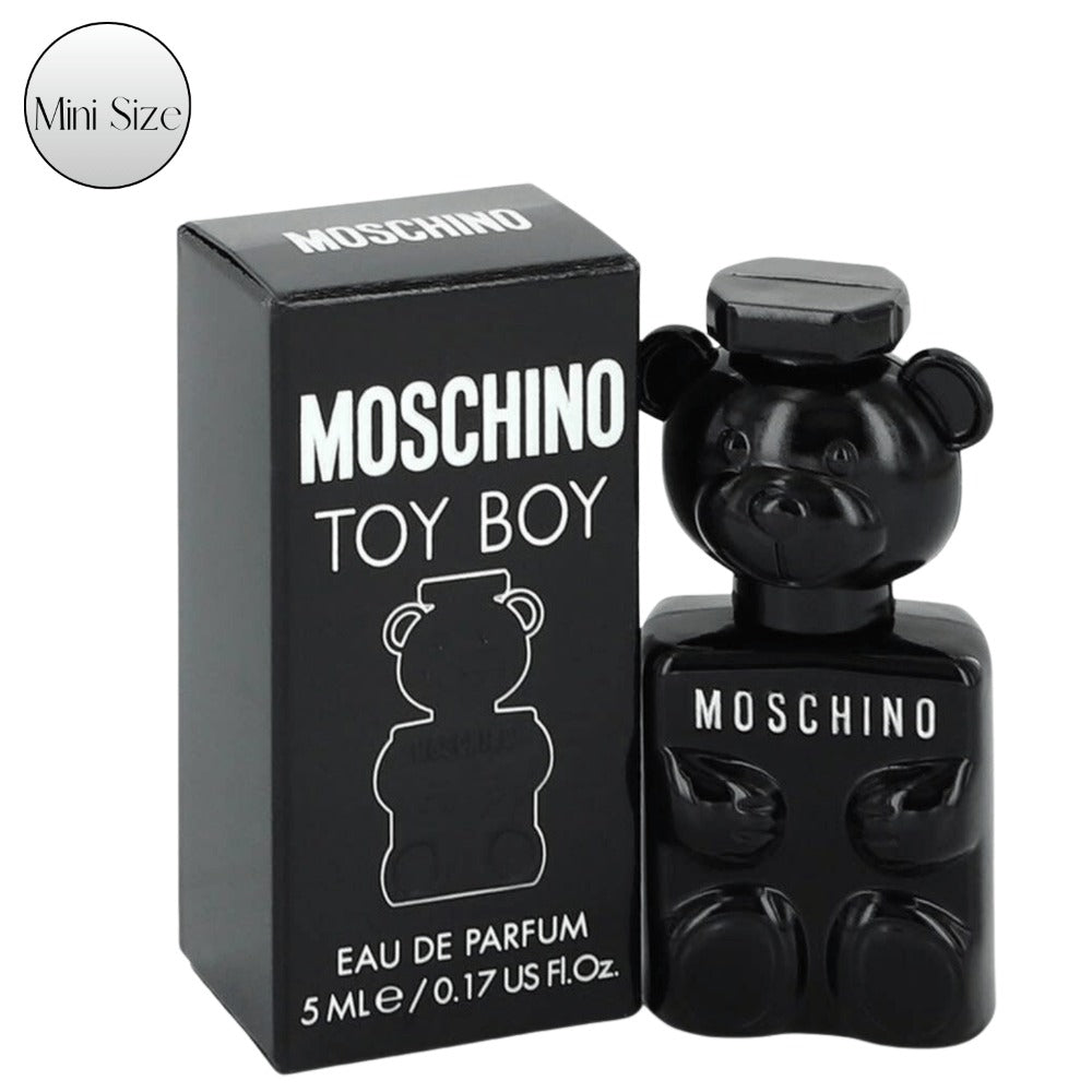 Perfume Travel Spray Moschino Toy Boy Eau de Parfum 5ml in a Compact Black Atomizer for Men