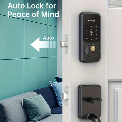 Hornbill Smart Door Lock Set with Handle - Alexa Compatible Keypad Deadbolt, Bluetooth App, Keyfob & Auto-Lock, Complete Keyless Entry Front Door Upgrade, Matte Black & Silver