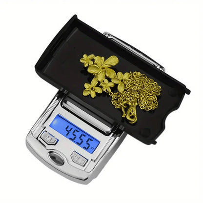 Mini Keychain Pocket Scale with Flip Cover, Blue Backlit Display and 200g/0.01 Checkout Label