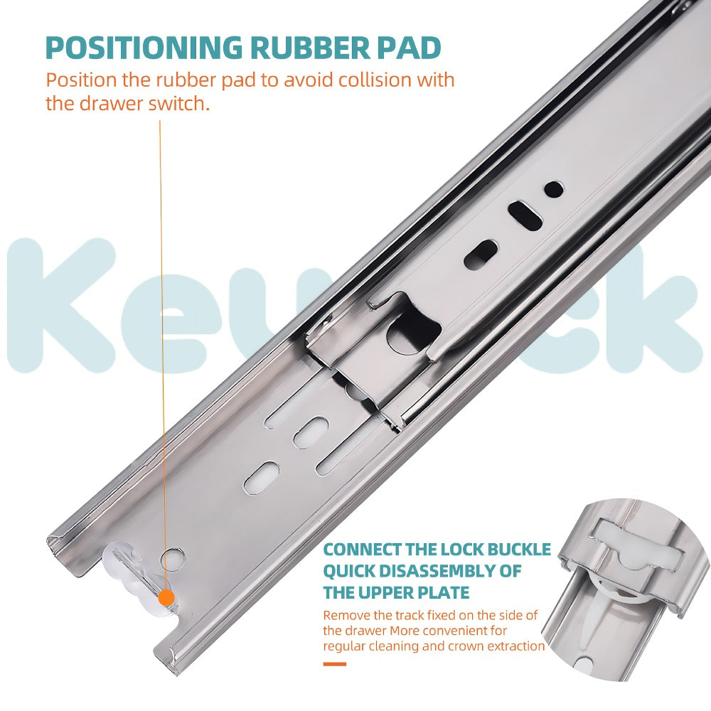 Ball Bearing Drawer Slides Full Extension 2 Pack – Heavy Duty Stainless Steel Cabinet Slides Quiet Smooth Glide Side Mount 10 14 16 Inch for Kitchen Dresser Office Furniture DIY Cabinet
