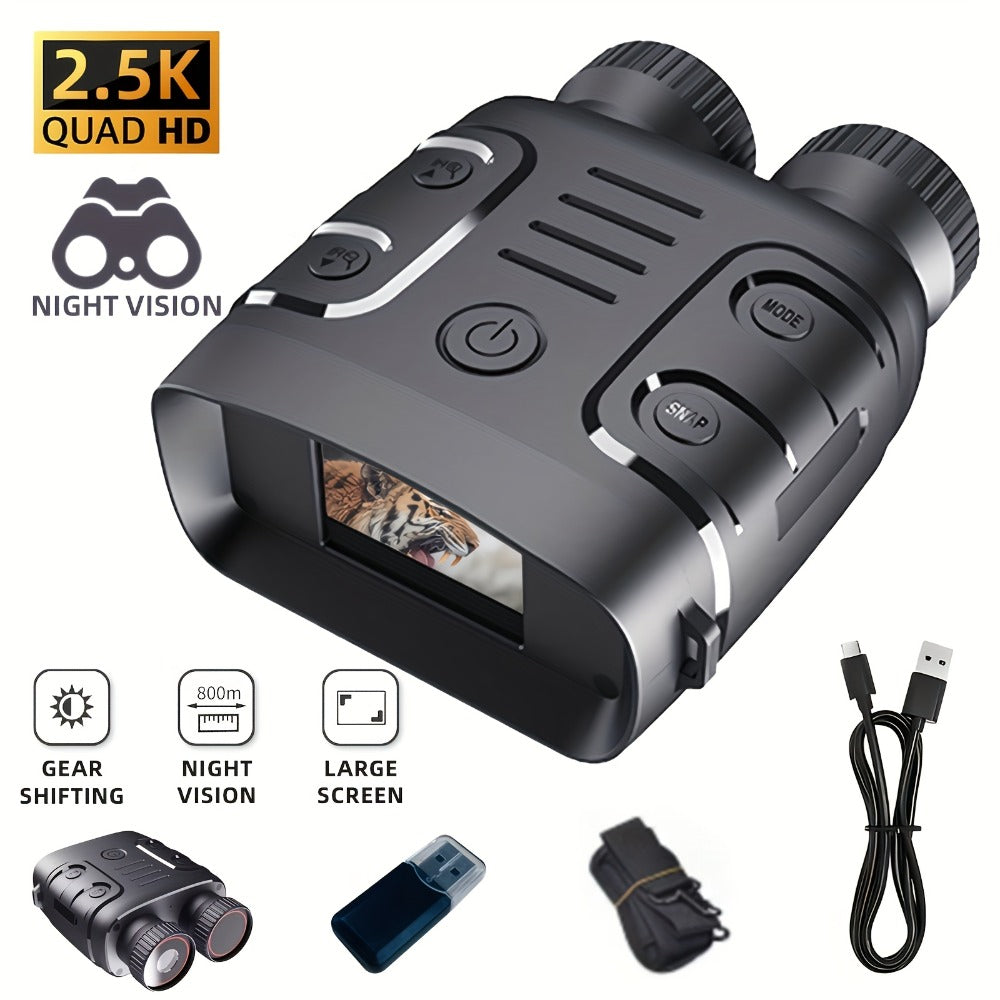 Infrared Night Vision Goggles HD 2.5K with 10X Zoom & CMOS Sensor – Full-Dark Visibility Binocular Scope for Hunting, Boating & Outdoor Adventures, Photo & Video Capture, Battery Powered