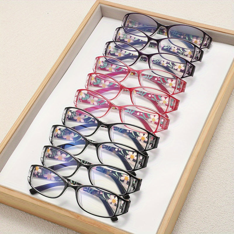 Reading Glasses – Ten-Pair Classic Rectangular Reader Bulk Set with Seven Strength Options