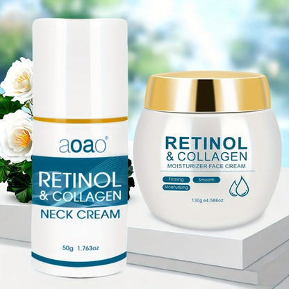 Face Cream Retinol Collagen 130g Jar or Face-and-Neck Cream Duo with Hyaluronic Acid and Vitamin E