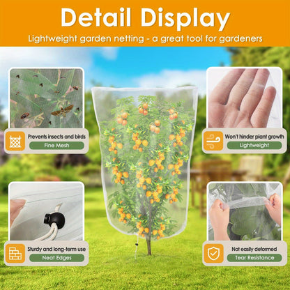 Four-Pack Drawstring Plant Protection Bags in Three Sizes for Fruit Trees, Shrubs and Garden Covers
