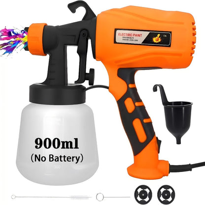 HVLP Paint Sprayer Electric Spray Gun with 3 Spray Patterns & 27oz Container – Cordless Airless Sprayer for House Painting, Furniture, Cabinets, Fence, Walls, Doors, Car DIY Projects