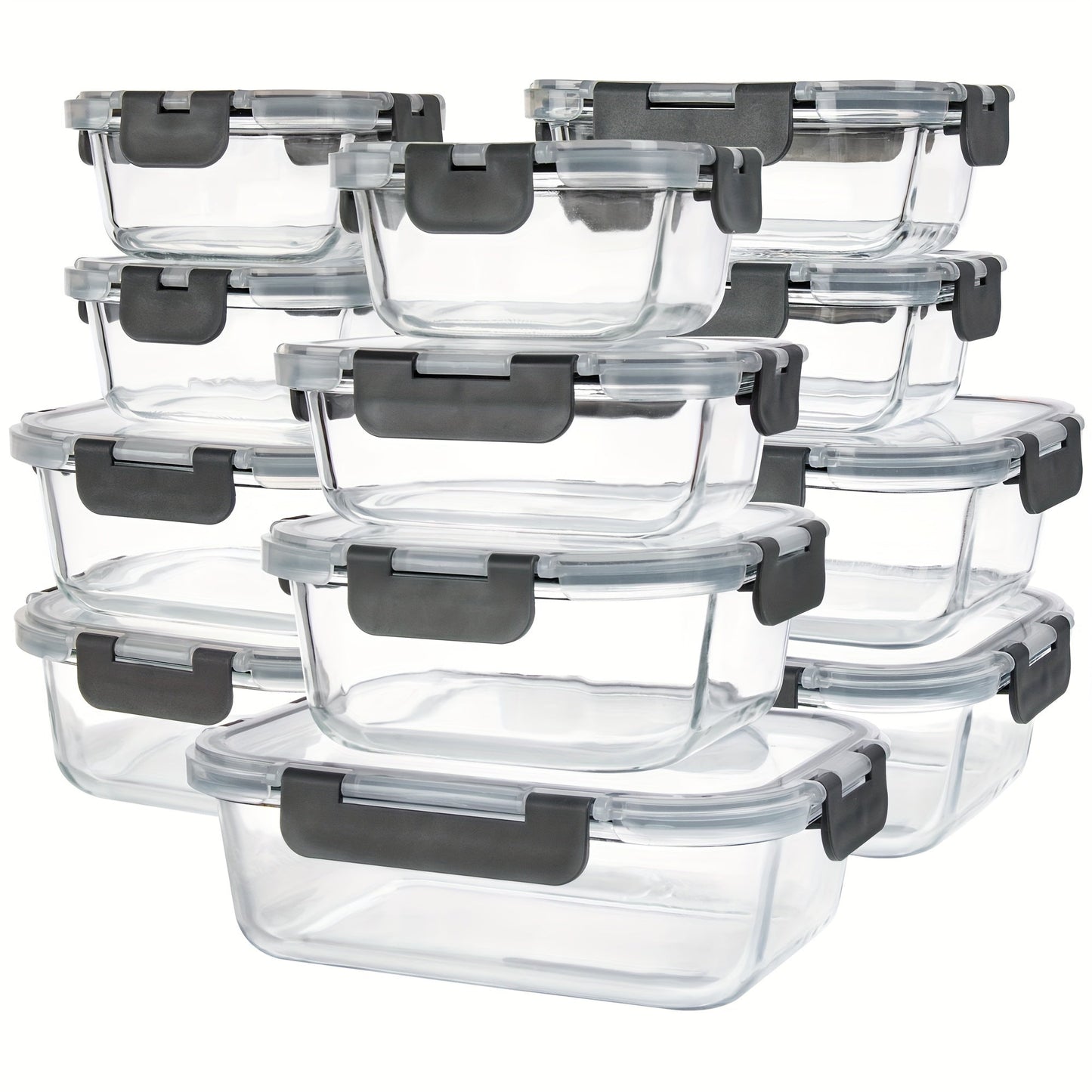 Glass Food Storage Containers with Airtight Lids - Borosilicate Glass Meal Prep Containers Set, Microwave Dishwasher Freezer Safe, BPA Free, Leak Proof Lunch Containers for Kitchen