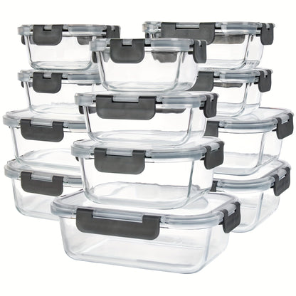 Glass Food Storage Containers with Airtight Lids - Borosilicate Glass Meal Prep Containers Set, Microwave Dishwasher Freezer Safe, BPA Free, Leak Proof Lunch Containers for Kitchen
