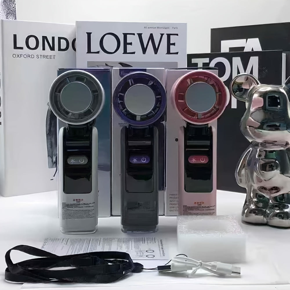 Foldable Handheld Fan with Contact Cooling Plate, Digital Display, 1-100 Speeds and Six Styles