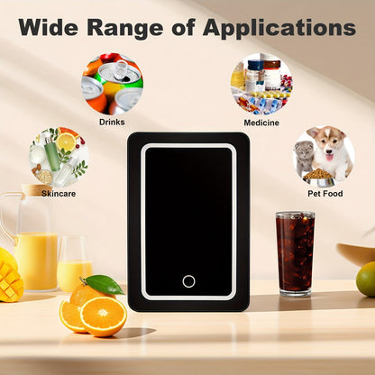 Mini Fridge 1.59 Gal 9-Can - AC/DC Portable Cooler & Heater, Silent Thermoelectric Refrigerator for Skincare, Drinks & Cosmetics, Bedroom, Office, Dorm, Desk, Car & Travel