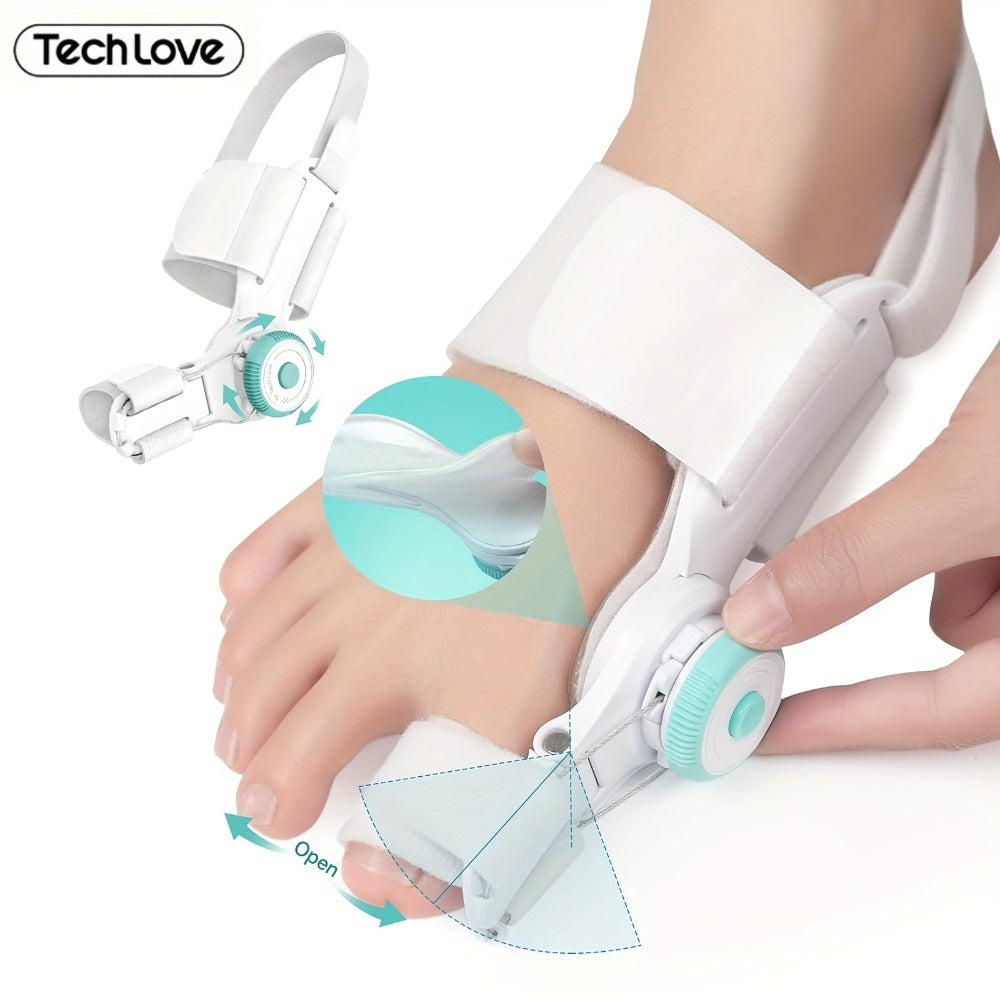 Adjustable Knob Big Toe Alignment Brace with Heel Strap for Left or Right Foot, One-Piece Option