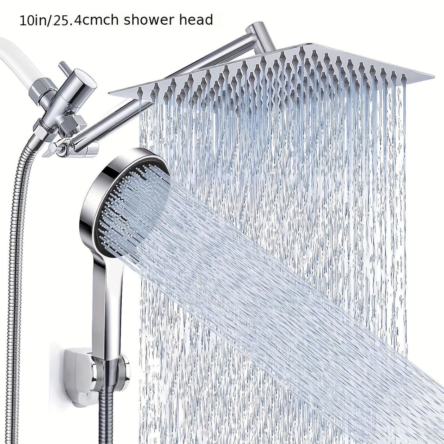 High-Pressure Handheld Rainfall Shower Head Combo with 11-Inch Extension Arm and Six Size-Finish Options