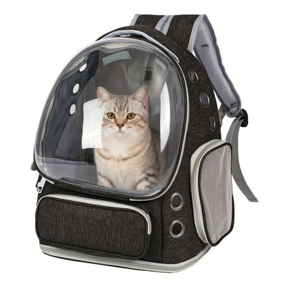 Cat Carrier Backpack Bubble Window Space Capsule Transparent Breathable Travel Bag for Cats & Kittens, Airline Approved Zipper & Pet Door Entry All-Season Cat Backpack, Black Blue Brown Green Gray Pink