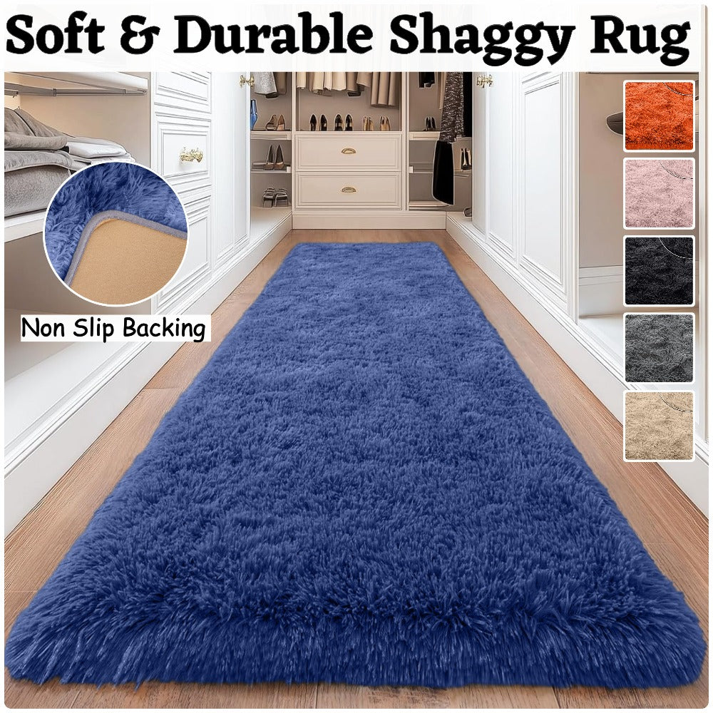 Area Rug, 4x6 Foot Shaggy Faux-Fur Indoor Carpet in Five Solid Colors with Machine-Wash Care