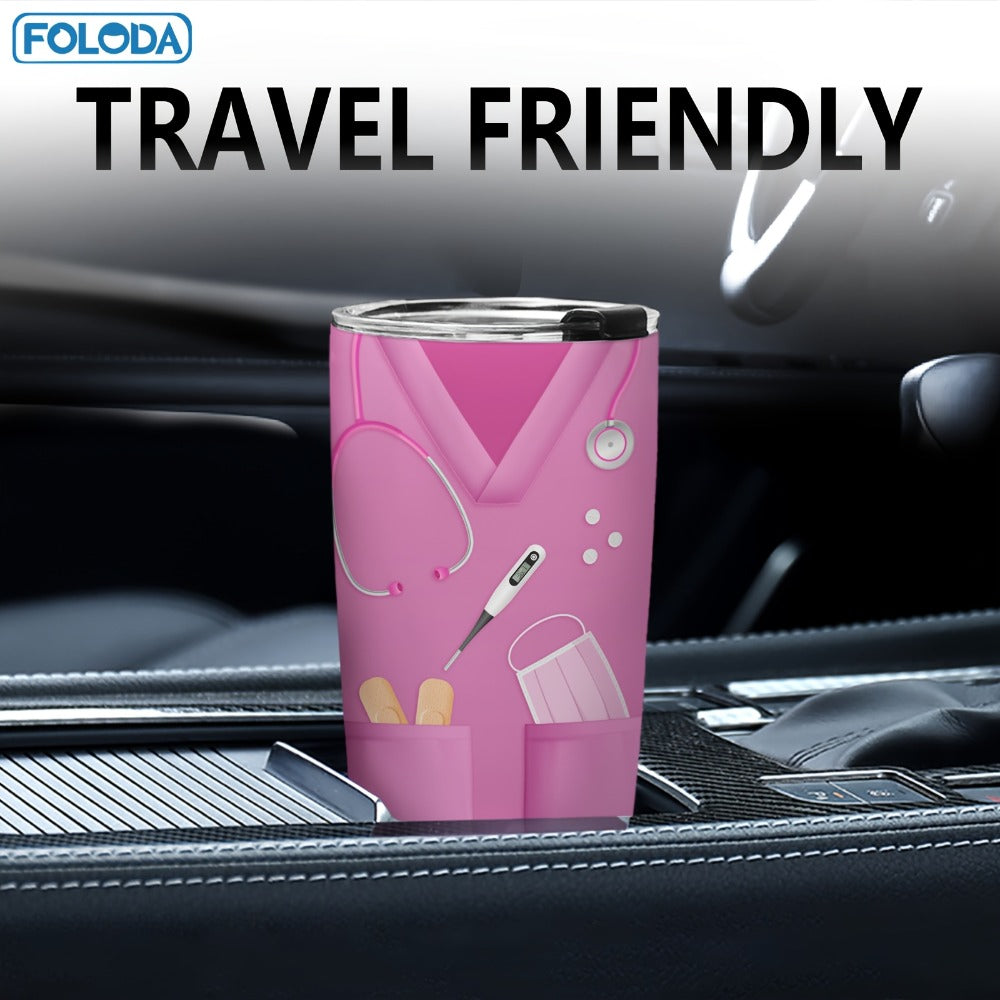 Insulated Tumbler 20oz Nurse Graphic Stainless Steel Vacuum Travel Mug in Four Color Options