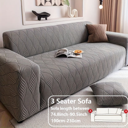 Sofa Cover Polar Fleece Modern Jacquard Elastic Slipcover with Anti-Slip Fit for 1 to 4-Seater Sofas