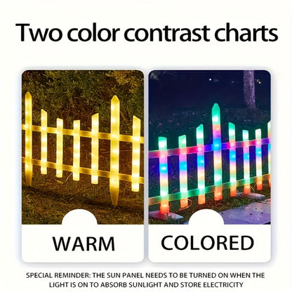 Solar Fence Lights Outdoor 8-Pack with Remote Control - LED White Picket Fence Border Lights Solar Powered