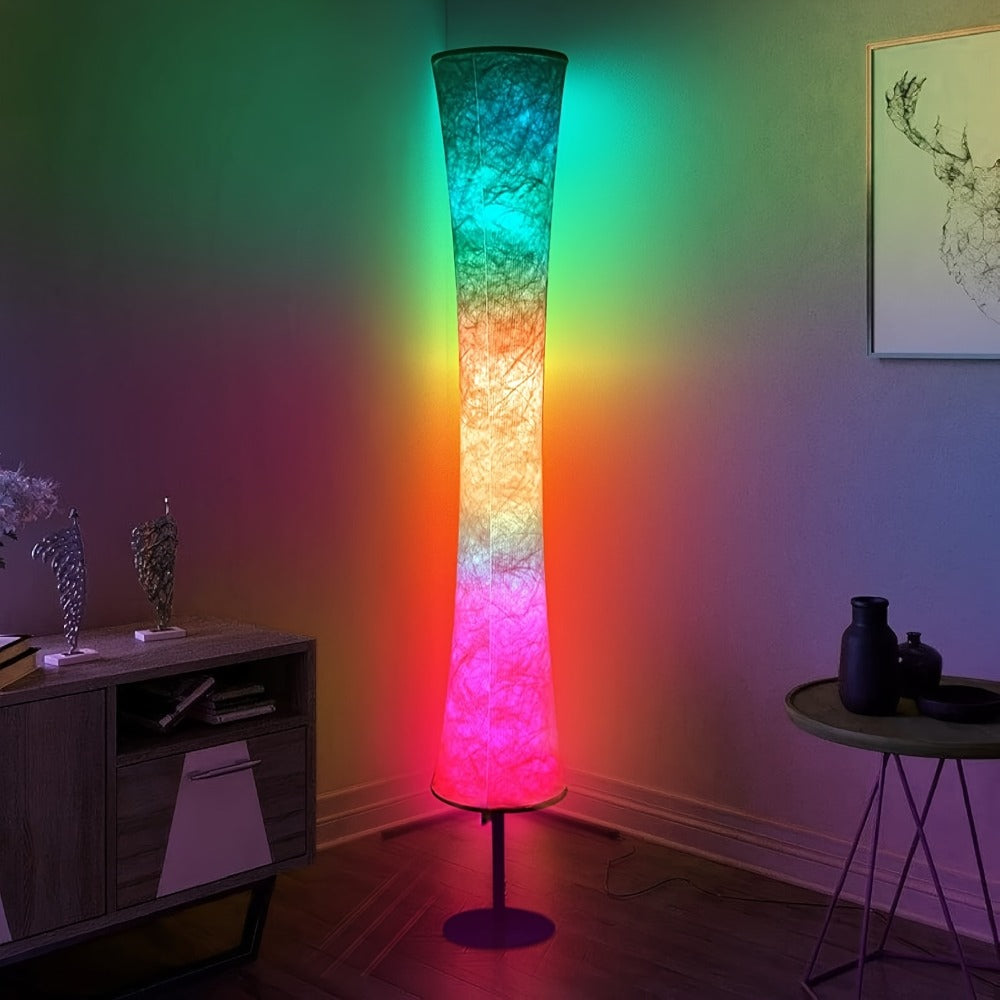 RGB Color Changing Floor Lamp 60 Inch – Fabric Shade Standing Lamp with 16 Million Colors, App & Remote Control, Music Sync, Adjustable Brightness for Living Room Bedroom Party Decor (1pc / 2pcs)