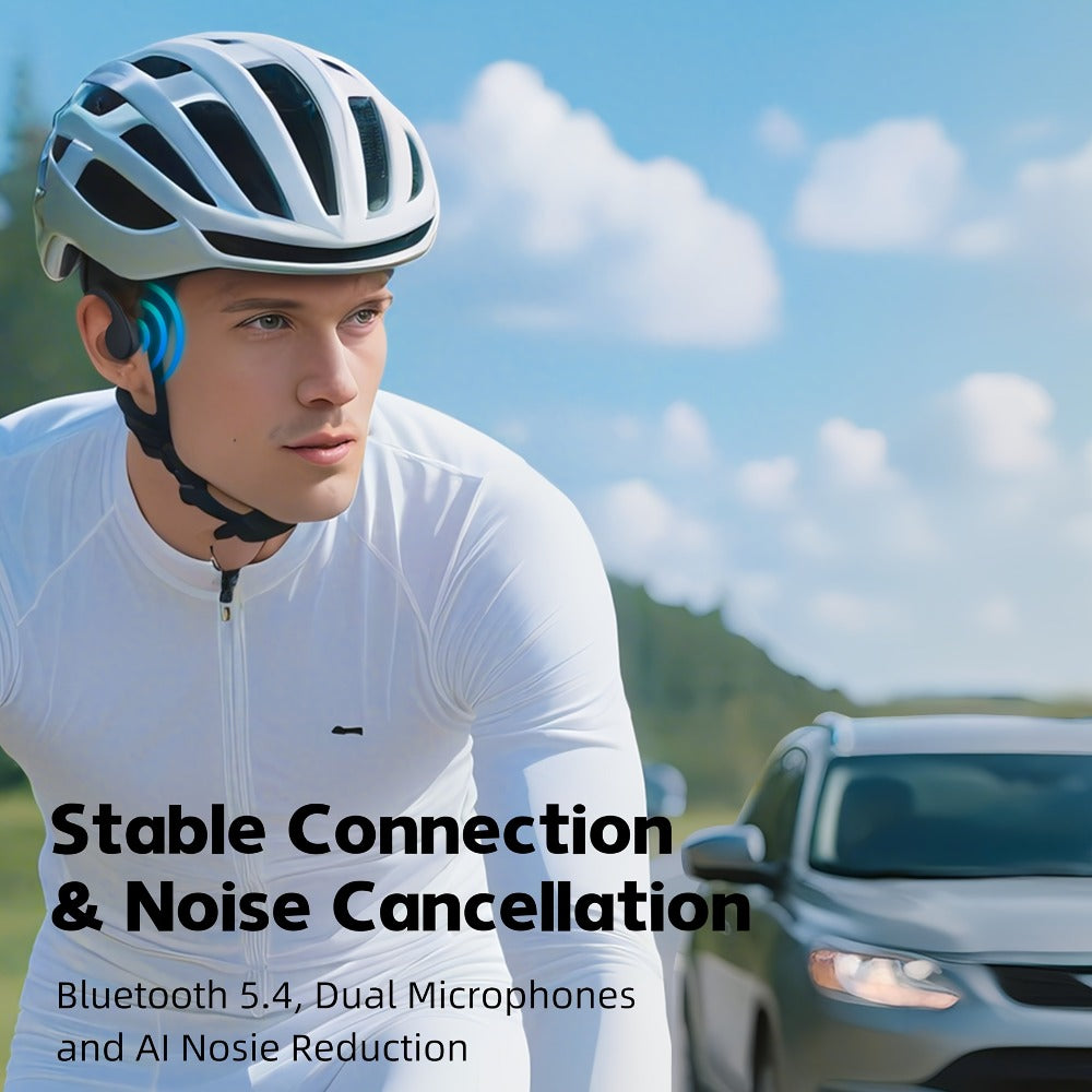 Black Open-Ear Wireless Sports Headset with Behind-the-Neck Band and Single Checkout Option
