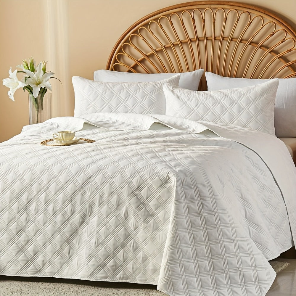 Coin-Pattern Quilt Set in Four Designs, Multiple Colors and Twin, Full-Queen or King-California King Sizes