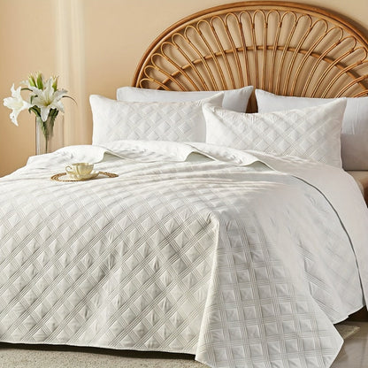 Coin-Pattern Quilt Set in Four Designs, Multiple Colors and Twin, Full-Queen or King-California King Sizes
