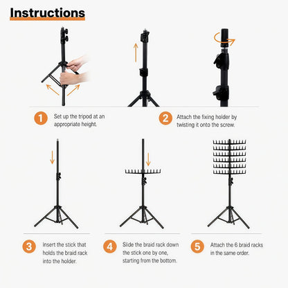 Braiding Hair Rack Hair Styling Tool with 144-Strand Layout, 30-50-Inch Height and Foldable Stand