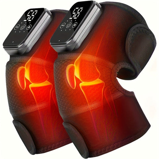 Heated Knee Massager with Heat and Vibration Massage – Wireless Portable Electric Knee Brace Wrap for Pain Relief, Arthritis, Joint Stiffness – 3-in-1 Shoulder Elbow Knee Heating Pad, Gift for Elderly