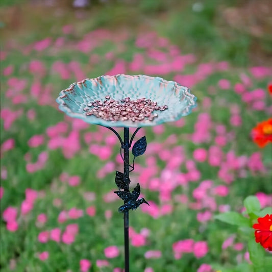 Bird Bath | Lotus Leaf Metal Green Garden Courtyard Feeder Outdoor