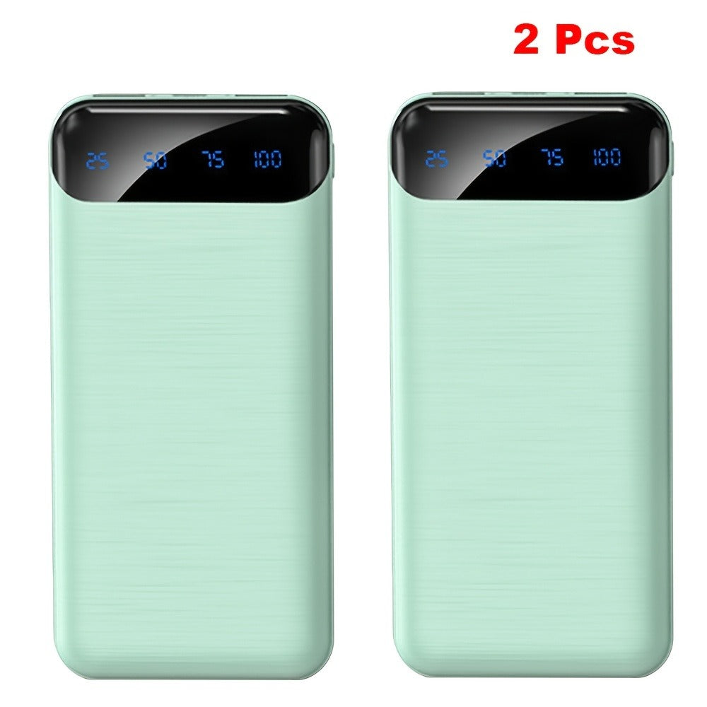 20000mAh Portable Power Bank 2-Pack with LED Display – Fast Charging Type-C & USB, Emergency Backup Battery for iPhone Android Phone Outdoor Travel Camping Gift