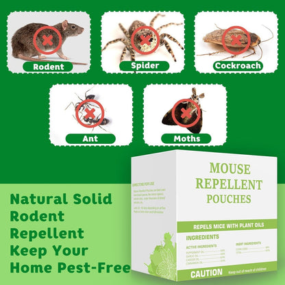 Peppermint Rodent Repellent Pouches 10/12 Pack, Mouse Mice Rat Spider Squirrel Repellent, Pest Control Pouches for Indoor Outdoor Home Garage