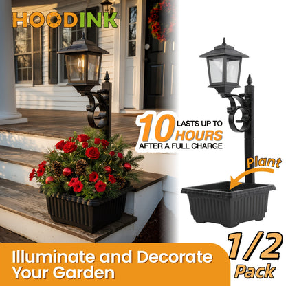 Solar Flower Pot Light Outdoor 2-in-1 Lamp Post Glass Lampshade IP44 Waterproof Wall Mount Lawn Patio Garden Decor 1/2 Pack