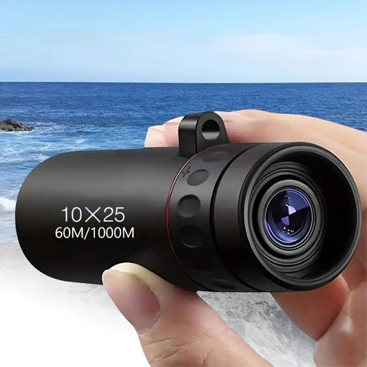 10X25 Monocular Telescope with Ergonomic Rubber Grip | Lightweight Fixed Focus 10X Zoom 25mm Lens for Hiking, Camping, Birdwatching, Hunting & Outdoor Sports