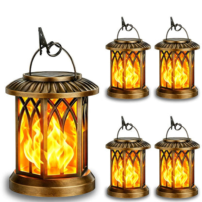 Solar Lantern Outdoor Hanging Lights Flickering Flame IPX5 12Hrs Garden Yard Patio Decor Classic Black Antiqued Bronze 2 or 4 Pack