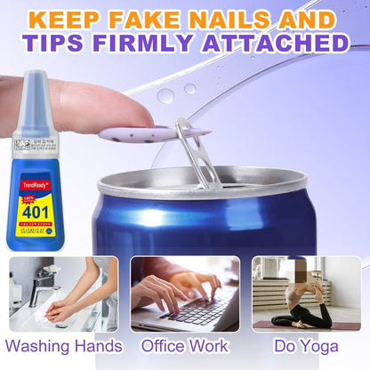 Waterproof Nail Adhesive Tabs with Nail Stickers 0.85oz Dropper Tip Bottle - Extra Strong Alcohol-Free Quick Release Long Wearing Salon Formula for Press On Nails & Nail Art Women 2 6 8 Pack Value Set