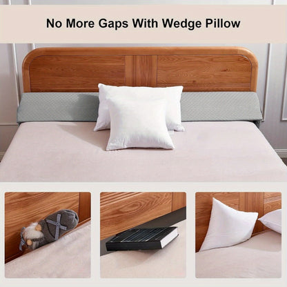 Bed Wedge Pillow Bed Gap Filler - Memory Foam Mattress Wedge Headboard Pillow for Sleeping, Backrest & Post-Surgery Support