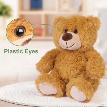 Plush Toy – Six-Pack of 8-Inch Teddy Bears in Mixed, Dark Brown or Light Brown Sets for Event Favors