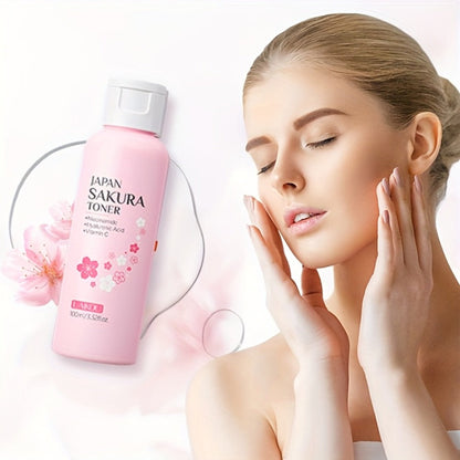 Hyaluronic Acid Sakura Skincare Set 30pcs Gentle Cleansing Deep Moisturizing Hydrating Facial Eye Care with Cleansing Brush Hairband Luxury Gift for Women