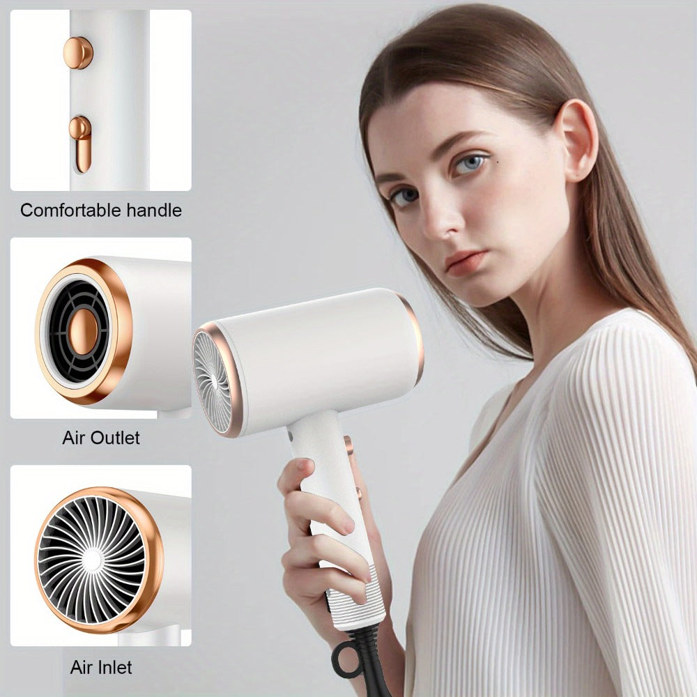 Ionic Hair Dryer 1600W with Diffuser Concentrator Nozzle 2 Speed 3 Heat Settings Cool Shot ALCI Safety Plug Brushed Motor Anti-Frizz Portable Blow Dryer for Straight Curly Wavy Hair Home Travel Salon