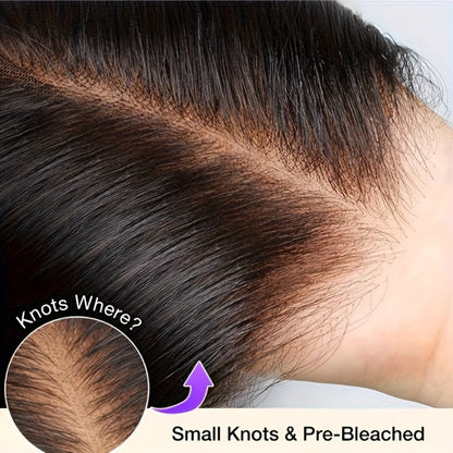 Straight Black Human Hair Wig with 5x5 HD Lace Closure and Nine Length Options from 16 to 34 Inches