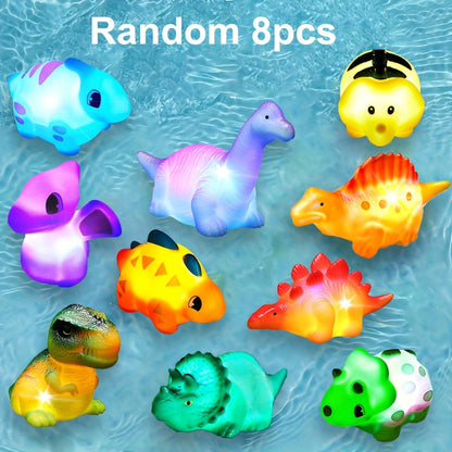 Light Up Floating Dinosaur Bath Toys for Kids – Glowing LED Bathtub & Pool Toy Set 2/4/6/8/12pcs | Animal Park, Marine & Colorful Themes | Toddler Boys & Girls Birthday Christmas Gift
