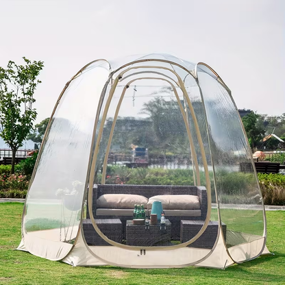 Clear-Panel Dome Screen Shelter with Two Zippered Doors, Ground Stakes and 10-by-10 or 12-by-12 Options