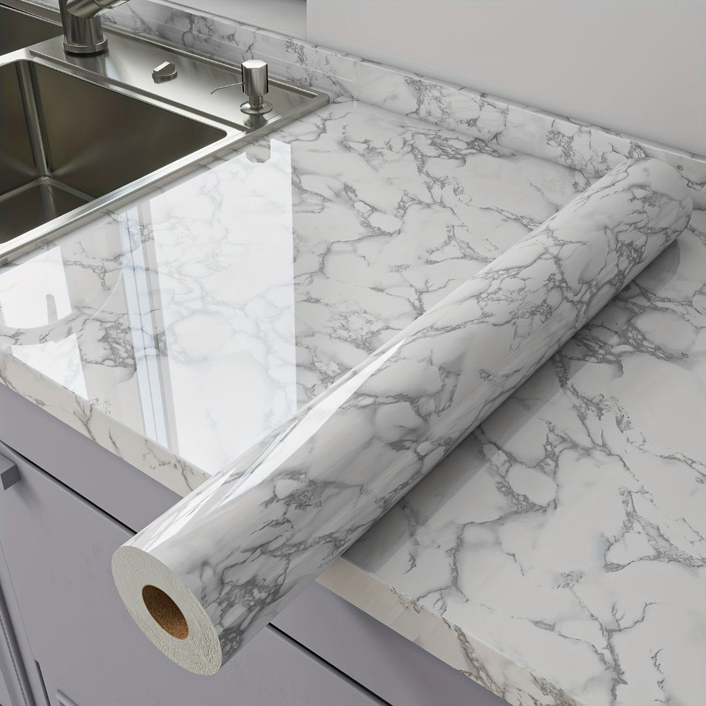 Marble Peel and Stick Wallpaper Roll - Oil-Proof Self-Adhesive Wall Contact Paper for Kitchen Backsplash Bathroom Countertop