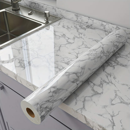 Marble Peel and Stick Wallpaper Roll - Oil-Proof Self-Adhesive Wall Contact Paper for Kitchen Backsplash Bathroom Countertop