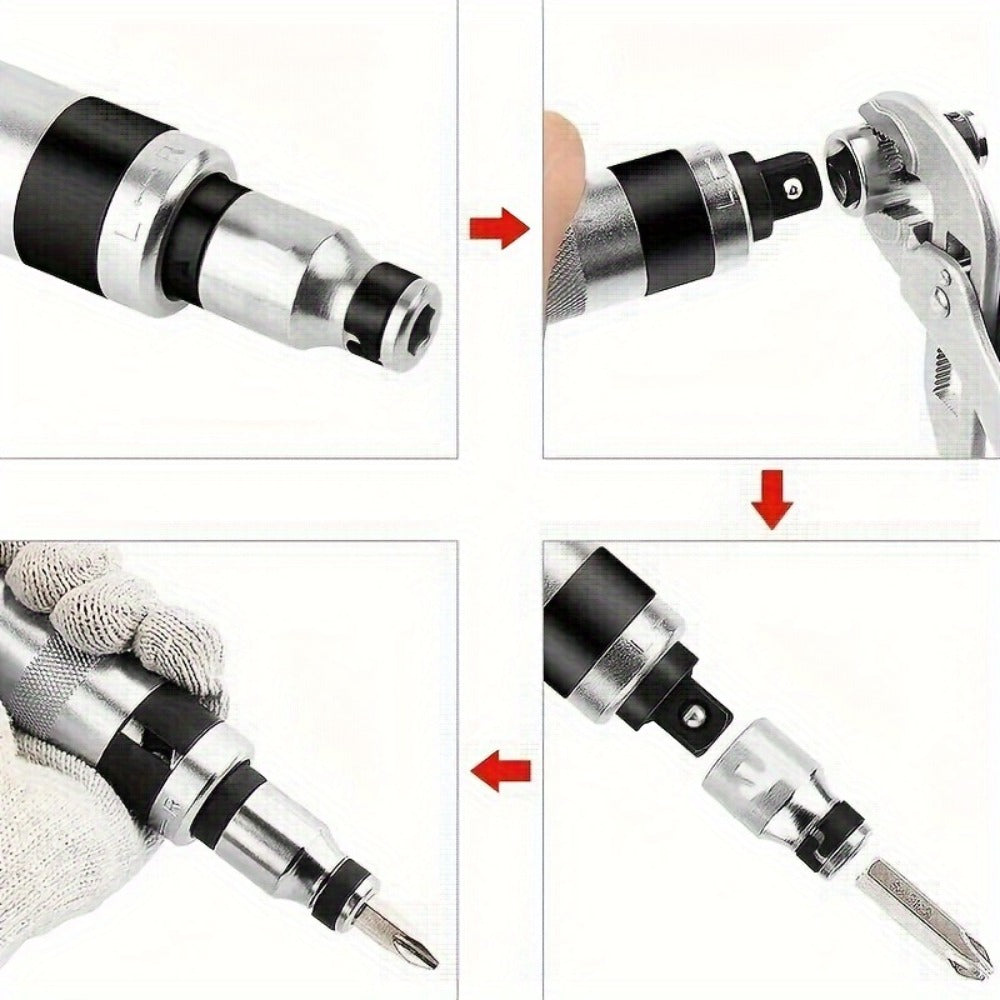Thirteen-Piece Manual Impact Screwdriver Set with Reversible Driver, Chisel Bits and Screw Extractors