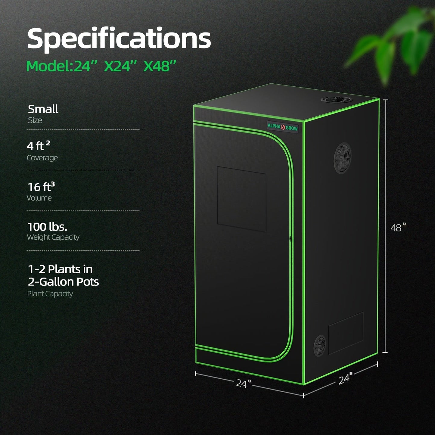 ALPHAGROW Grow Tent Greenhouse Portable 2X2/3X3/4X2/4X4 Ft High Reflective 1680D Mylar Canvas with Observation Window And Floor Tray for Hydroponic, Mushroom, Flower Indoor Plant Growing Home