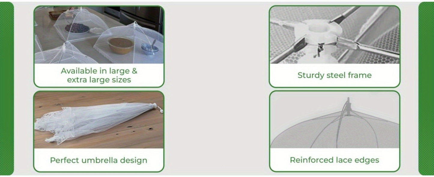 Pop-Up Mesh Food Covers for Outdoor Use - Large Collapsible Tent Covers for Picnic, BBQ, Buffet & Gatherings (3pcs / 9pcs)