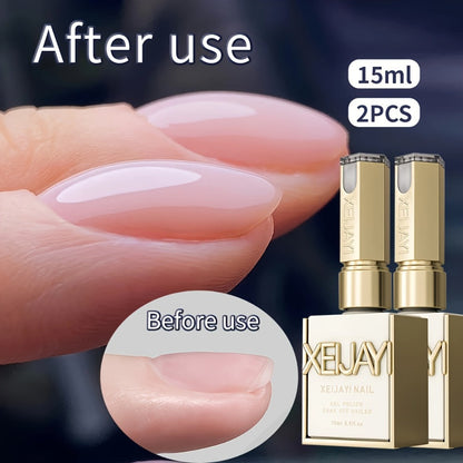 Builder Gel Base 2-Bottle Set, 15ml Each with Transparent Construction Primer for UV or LED Nail Extension Application
